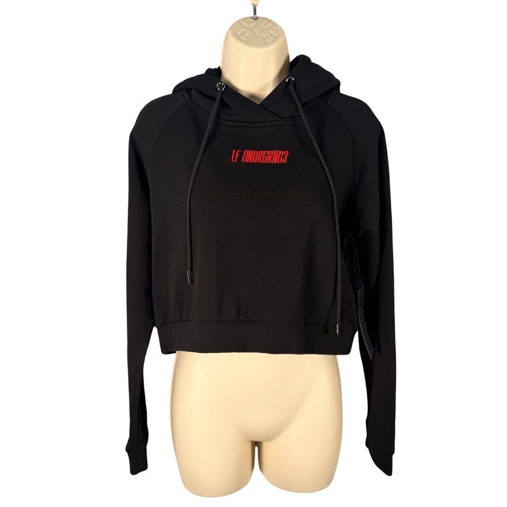 LF The‎ Brand Hoodie M Black Red Undrgrnd3 Thick Cotton Cropped Streetwear